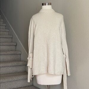 Zara Knit Sz M Cream Knit Tie Sleeve Sweater